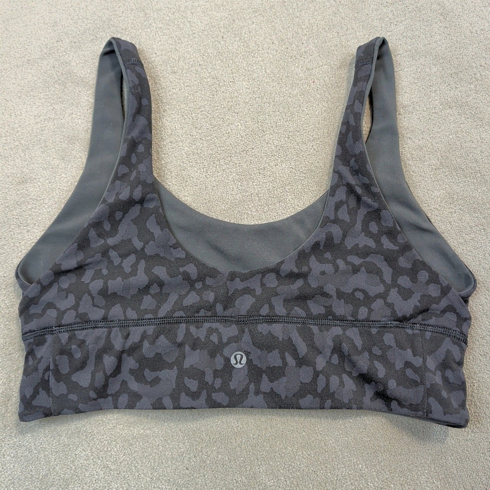 Lululemon Align Reversible Bra Womens 10 Grey Leopard Animal Print Nulu Yoga Top